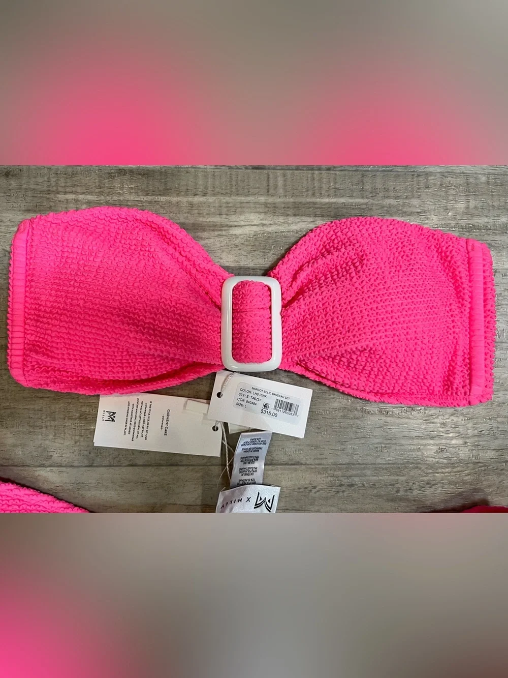 NWTs Milly Margot Solid Bandeau Bikini - Top size Medium & Bottoms size Large